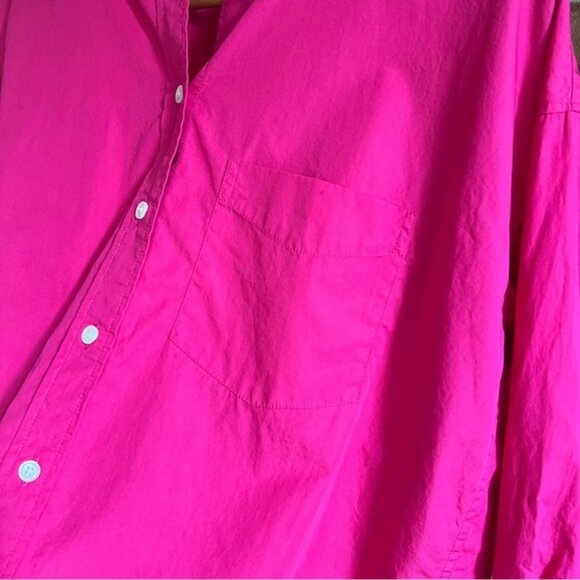 Aritzia Wilfred  Free   * Button-Up Shirt  100% Cotton Hot Pink  Oversized S - Picture 10 of 16